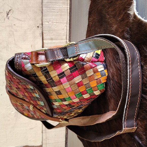 Genuine Leather Multicolor Woven Women's Crossbody Bag - Picture 3 of 9